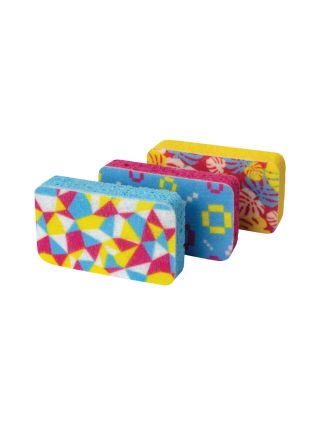 Casabella Multicolor Print Non-Scratch Scrub Sponges (Pack of 3)