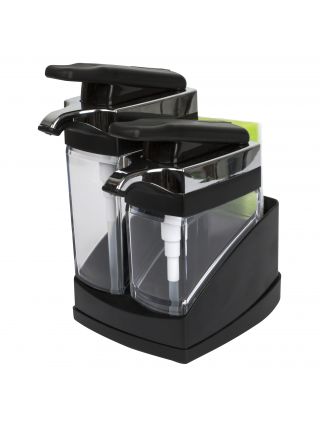 8550031 Casabella Sink Sider Duo with Sponge Black & Chrome Plating, Black-main-1