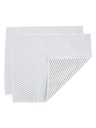 8511214 Casabella Lint-Free Microfiber Glass and Mirror 12" x 14" Cleaning Cloths, White/Black (Pack of 2)-main-2