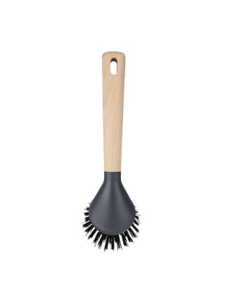 8502382 Casabella Kind Eco-Friendly Round Wood Dish Scrub Brush, Natural/Gray-main-1