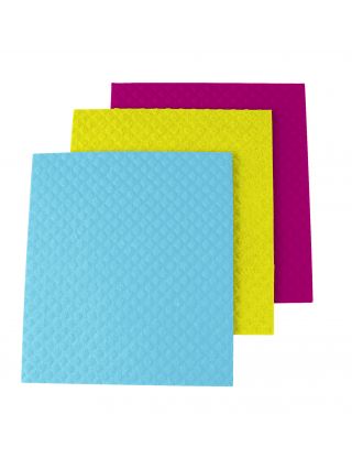 8515460 Casabella All-Purpose 8" x 7" Cellulose Sponge Cloths, Lime/Orange (Pack of 3)-main-1