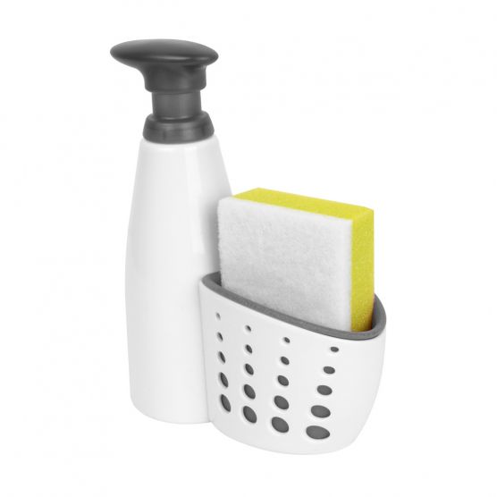 Polder Soap Dispensing Sink Brush with Bonus Sponge - Grey