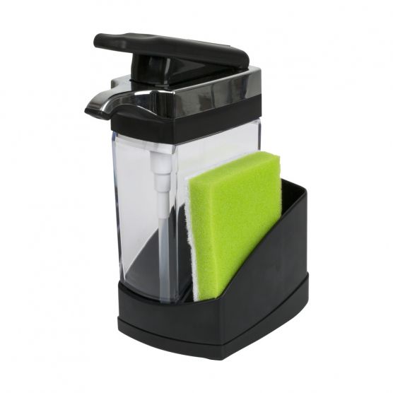 mDesign Plastic Kitchen Soap Dispenser Pump/Sponge Holder Caddy