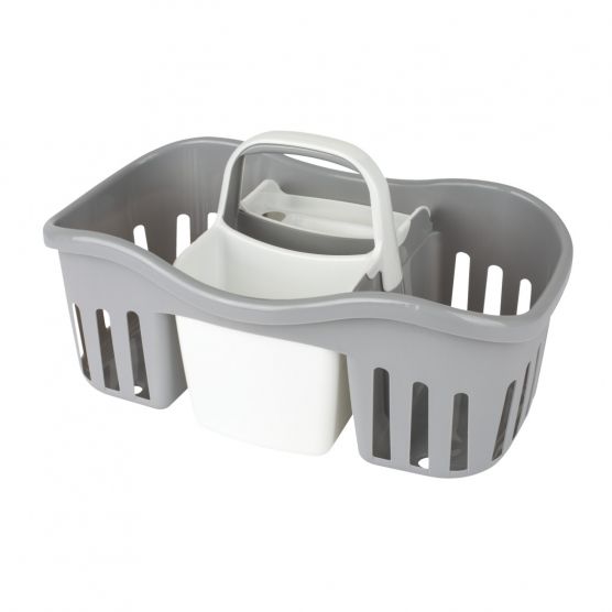 Cleaning Supplies Caddy, Cleaning Supply Organizer with Handle, Large  Plastic Bucket, Portable Shower Basket Tote, Gray