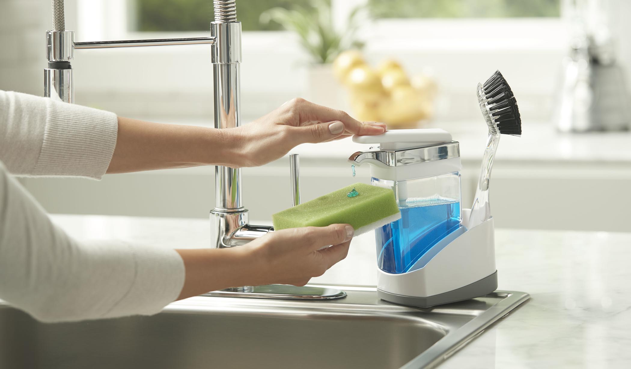 Making Cleanup Fast With An Organized Kitchen Sink & DIY Soap Dispenser