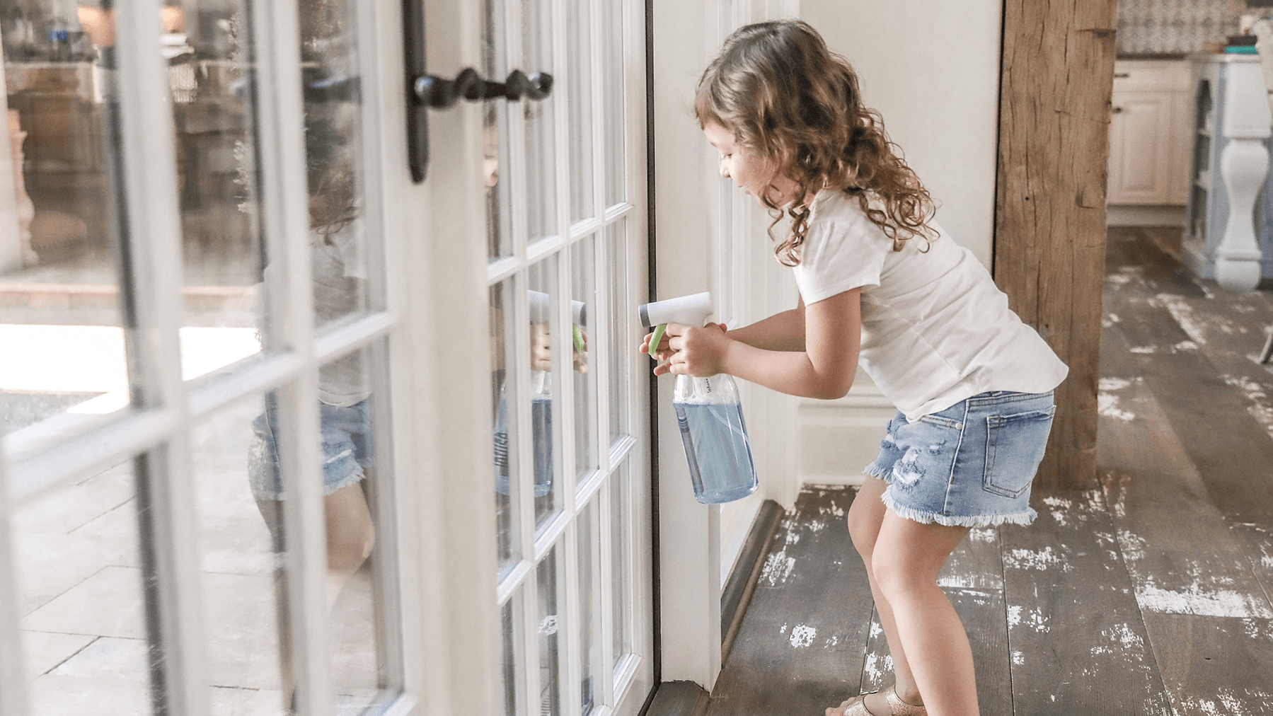 Kids help clean with Infuse Clean by Casabella